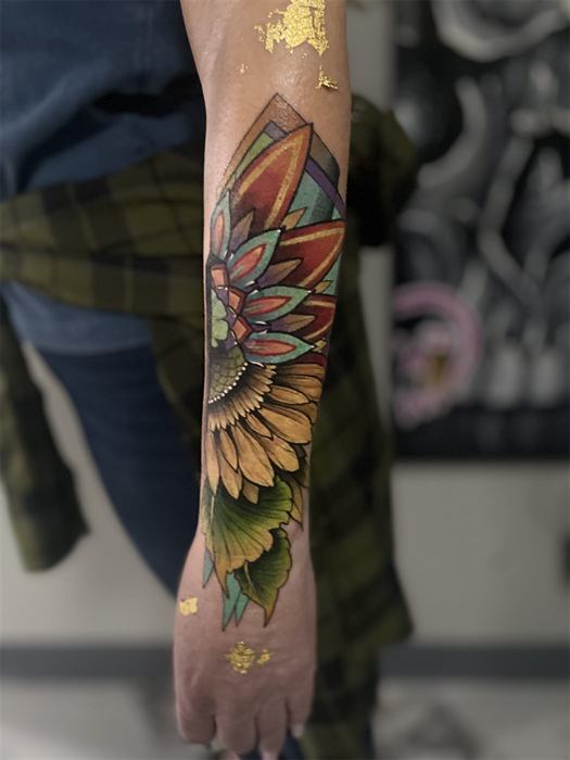 Sunflower forearm in colour