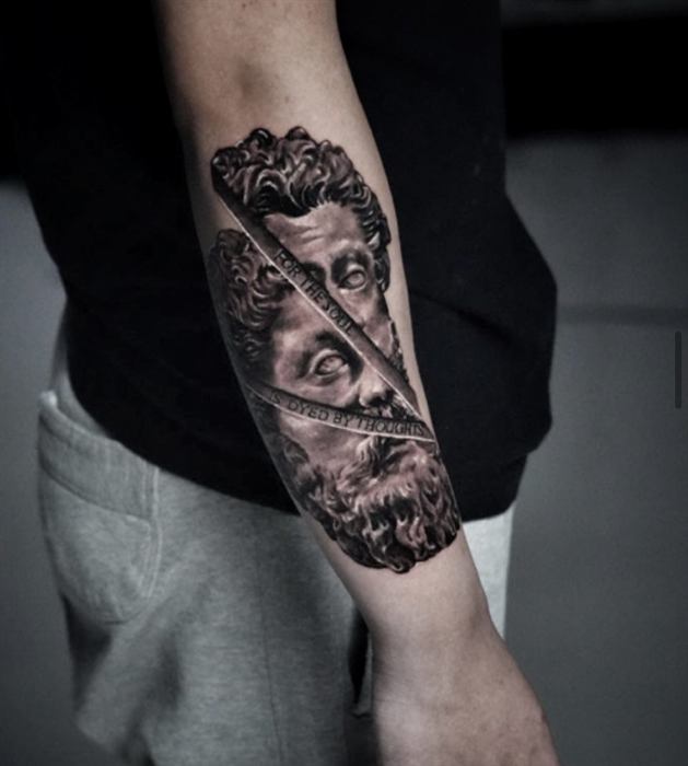 Portrait forearm in black and grey